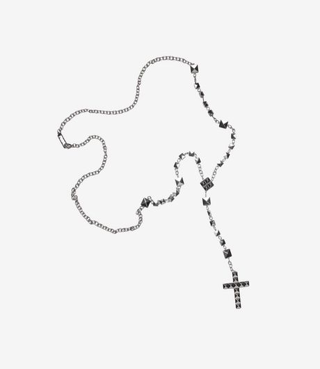 Racer Worldwide Pyramid Rosary Necklace Silver