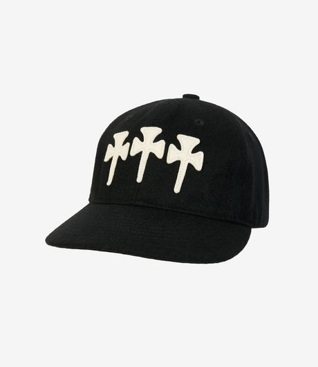 The Trilogy Tapes Three Cross Wool Ball Cap Black