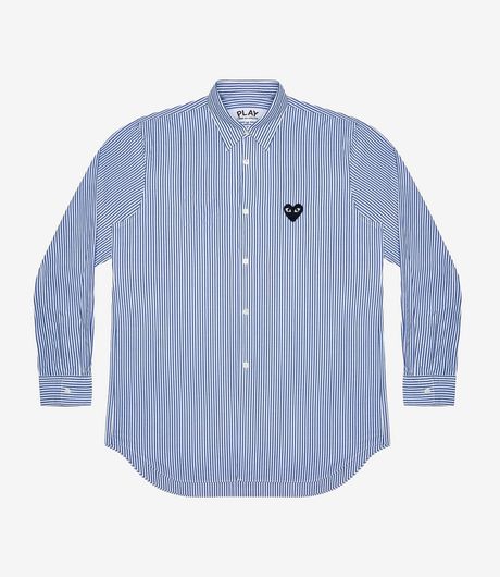 Comme des Garçons Play Black Logo Striped Shirt White/Blue