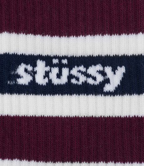 Stussy Stripe Crew Socks White