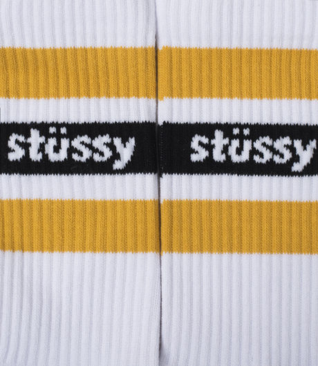 Stussy Stripe Crew Socks White