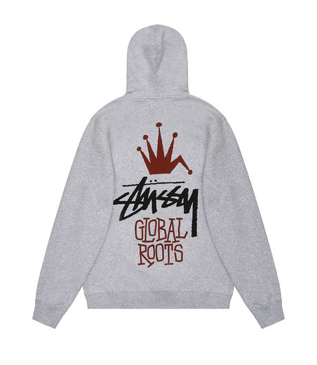 Stussy Global Roots Hood Ash heather