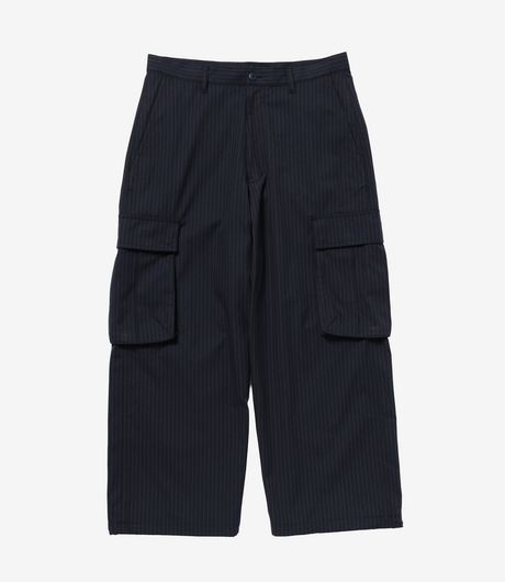 BEAMS Wide Cargo Pants Navy Stripe