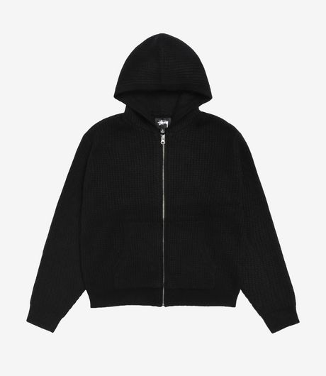 Stussy Waffle Cashmere Zip Hood Black