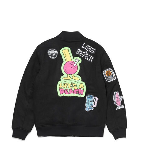 Life's a Beach All Logo Baseball Jacket Black