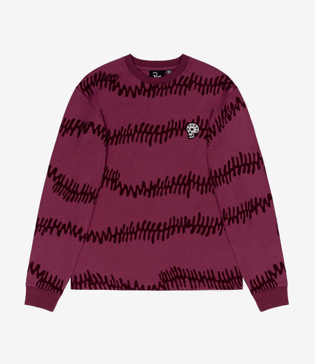by Parra Stitched Skull Long Sleeve T-Shirt Washed Magenta