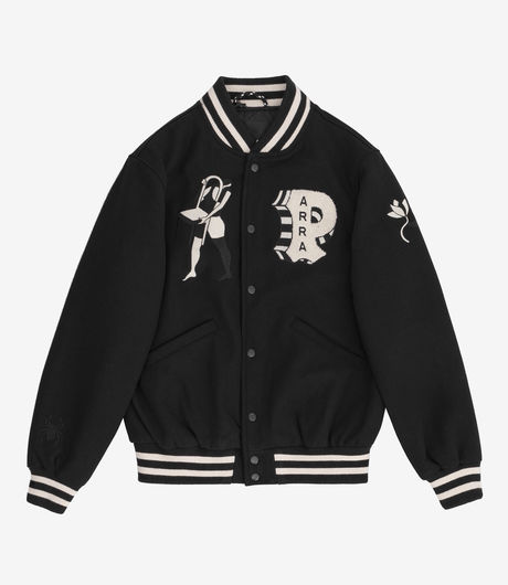 by Parra Cloudy Star Varsity Jacket Black