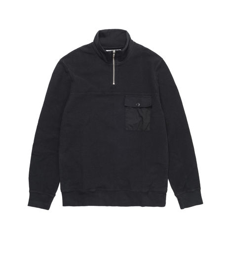 Très Bien Half Zip Sweatshirt Black Overdye