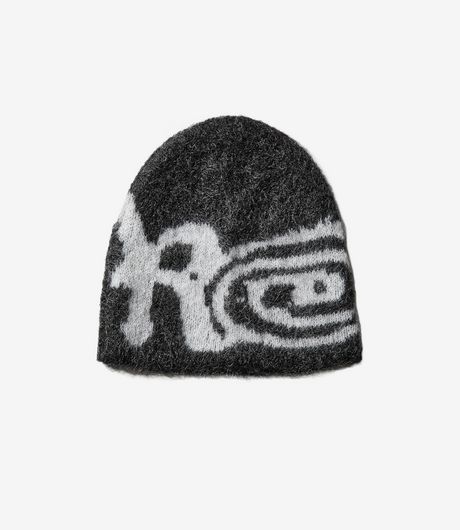 ROA Vortex Mohair Beanie Black White