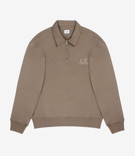 C.P. Company Diagonal Raised Fleece Polo Sweatshirt Fallen Rock