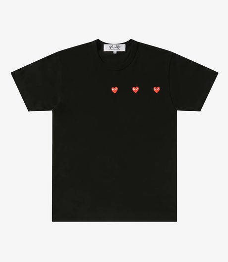 Comme des Garçons Play Triple Heart Logo Tee Black
