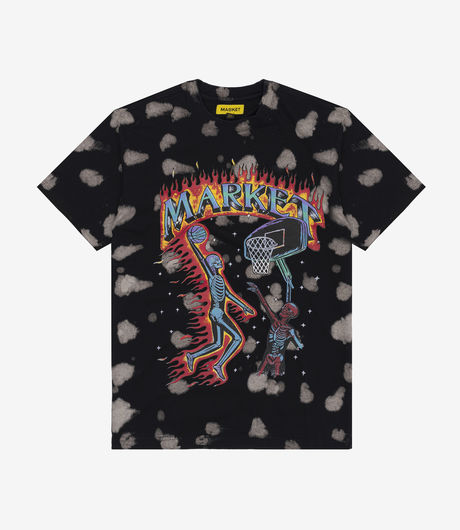 Market Skelly Digital Dunk T-Shirt Black Bleach Dye