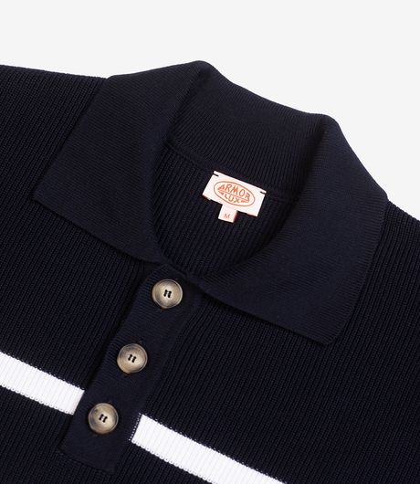 Armor-Lux Heritage Polo Sweater Deep Blue/White