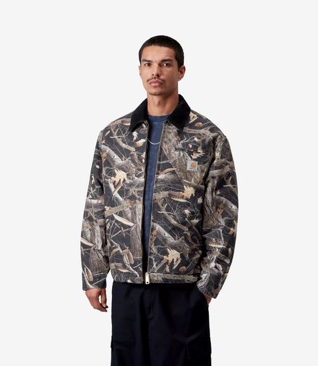 Carhartt WIP OG Detroit Jacket Dearborn Canvas Camo Feather Tree Black/Heavy Stone wash