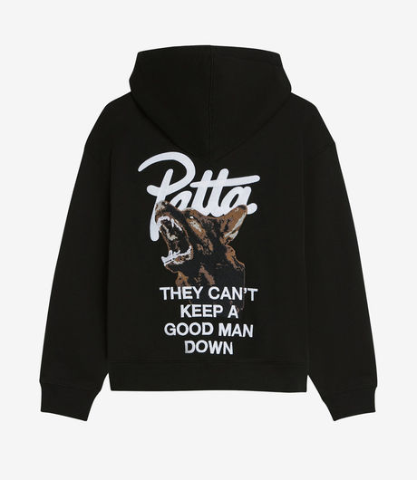 Patta Bark Boxy Hooded Sweater Black