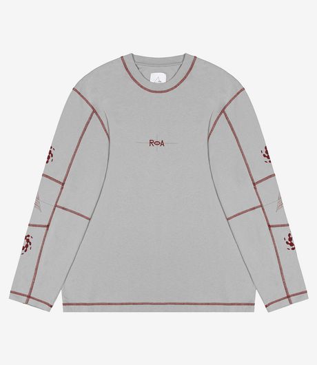 ROA Info Stitch Organic Long Sleeve Light Grey