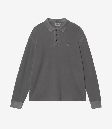 Carhartt WIP L/S Waffle Rugby Shirt Black Garment Dyed