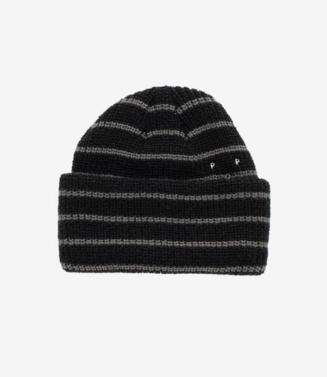 POP Trading Company Striped Beanie Black/Charcoal