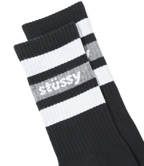 Stussy Stripe Crew Socks Black