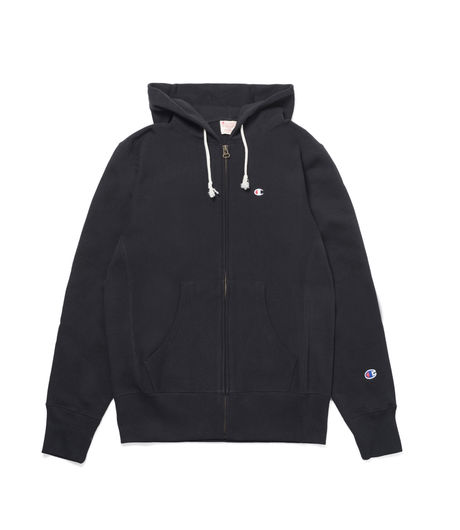 Champion Hooded Full-Zip Sweatshirt Chest Logo Black