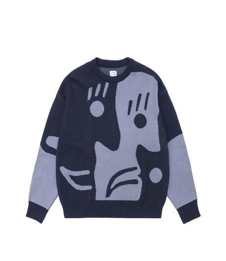 Polar Skate Co Art Knit Sweater Dark Blue/Dusty Blue
