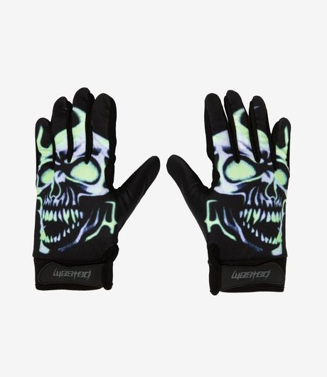 Wasted Paris Skull Gloves Black