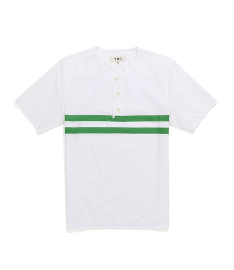 YMC Stripe SS Surf Shirt White/Green