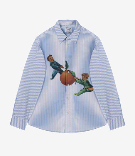 The Loose Company Orange Shirt White/Blue Stripe