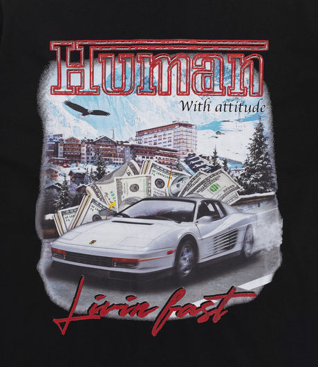 Human With Attitude Living Fast Tee Black