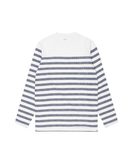 Universal Works Print Stripe L/S Tee Stripe Jersey Ecru