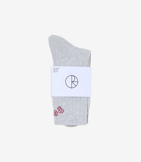 Polar Skate Co College Large Rib Socks Heather Grey