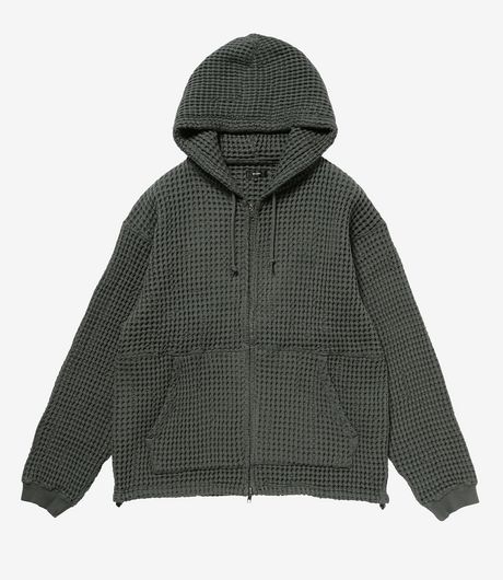 BEAMS Waffle Zip UP Hoodie Charcoal