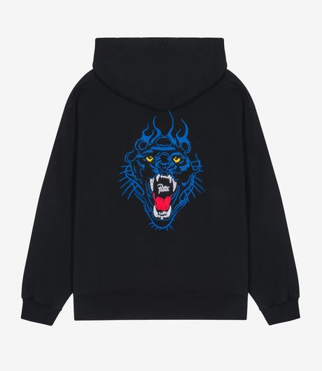 Patta Embroidered Fire Panther Hooded Sweater Black