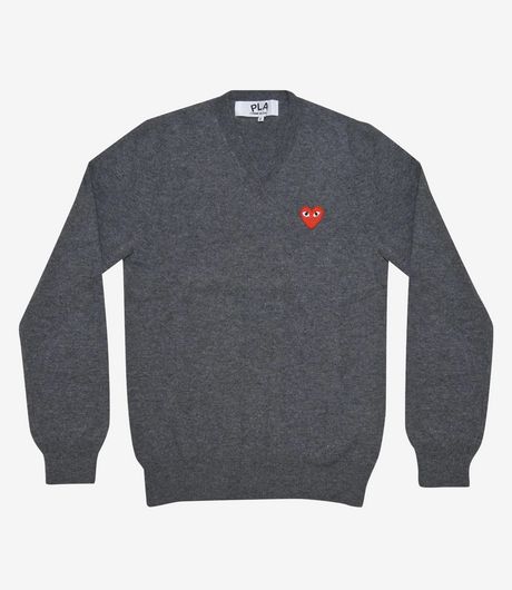 Comme des Garçons Play Heart Wool Knit Grey/Red