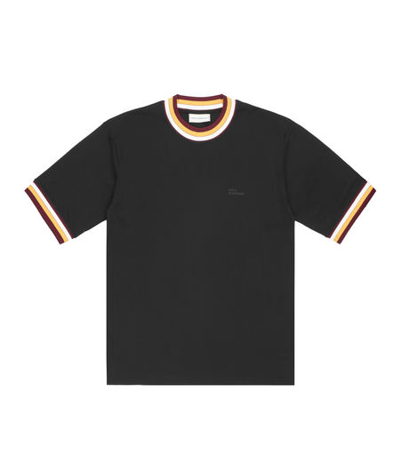 Drôle de Monsieur Striped Collar T-Shirt Black