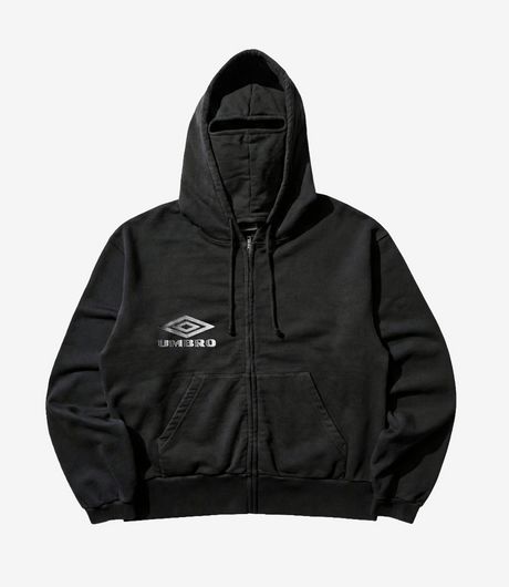 Umbro Compact Masked Zip Hoodie Washed Black