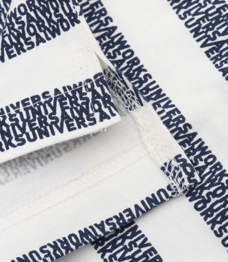 Universal Works Print Stripe L/S Tee Stripe Jersey Ecru