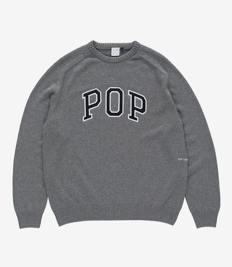 POP Trading Company Knitted Arch Crewneck Grey Heather