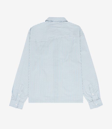 Museum of Peace and Quiet Wordmark Poplin Button Up Shirt Blue