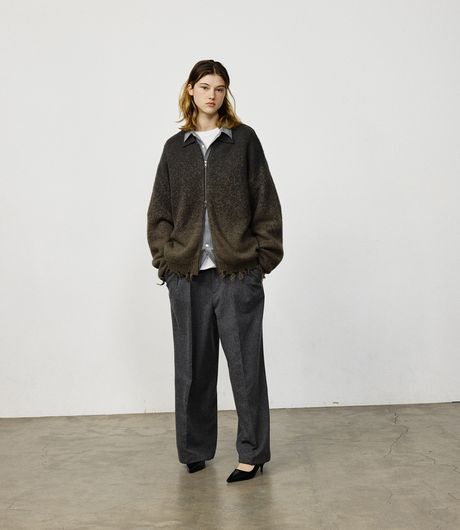BEAMS 7G Gradation Zip Cardigan Olive