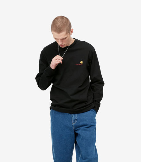 Carhartt WIP L/S American Script T-Shirt Black