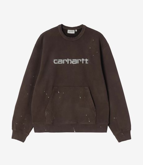 Carhartt WIP Painter Sweat Tobacco Destroy Wash Splatter