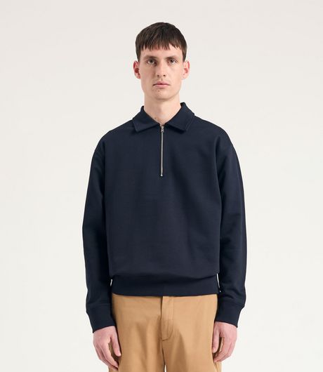 Norse Projects Standard Half Zip Sweatshirt Dark Navy