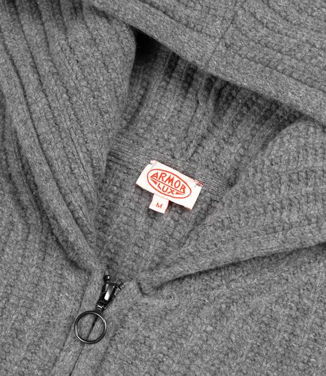 Armor-Lux Heritage Lambswool Zip Up Hooded Knit Slate Grey