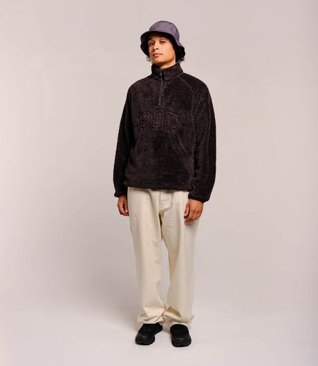 POP Trading Company Arch Halfzip Fleece Sweat Charcoal