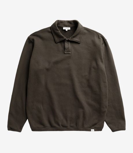 Norse Projects Hjartdal Brushed Diagonal Cotton Fleece Polo Beech Green