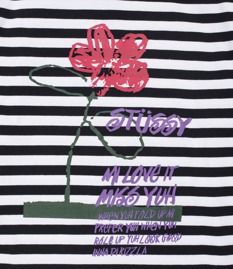 Stussy Flower Stripe LS Crew Black