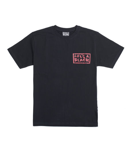 Life's a Beach LAB Logo Leopard Tee Black