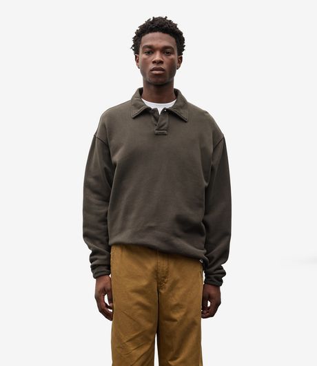 Norse Projects Hjartdal Brushed Diagonal Cotton Fleece Polo Beech Green