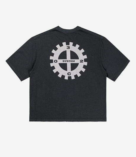032c 'Machinery' Oversized Box-Cut T-Shirt Faded Black 